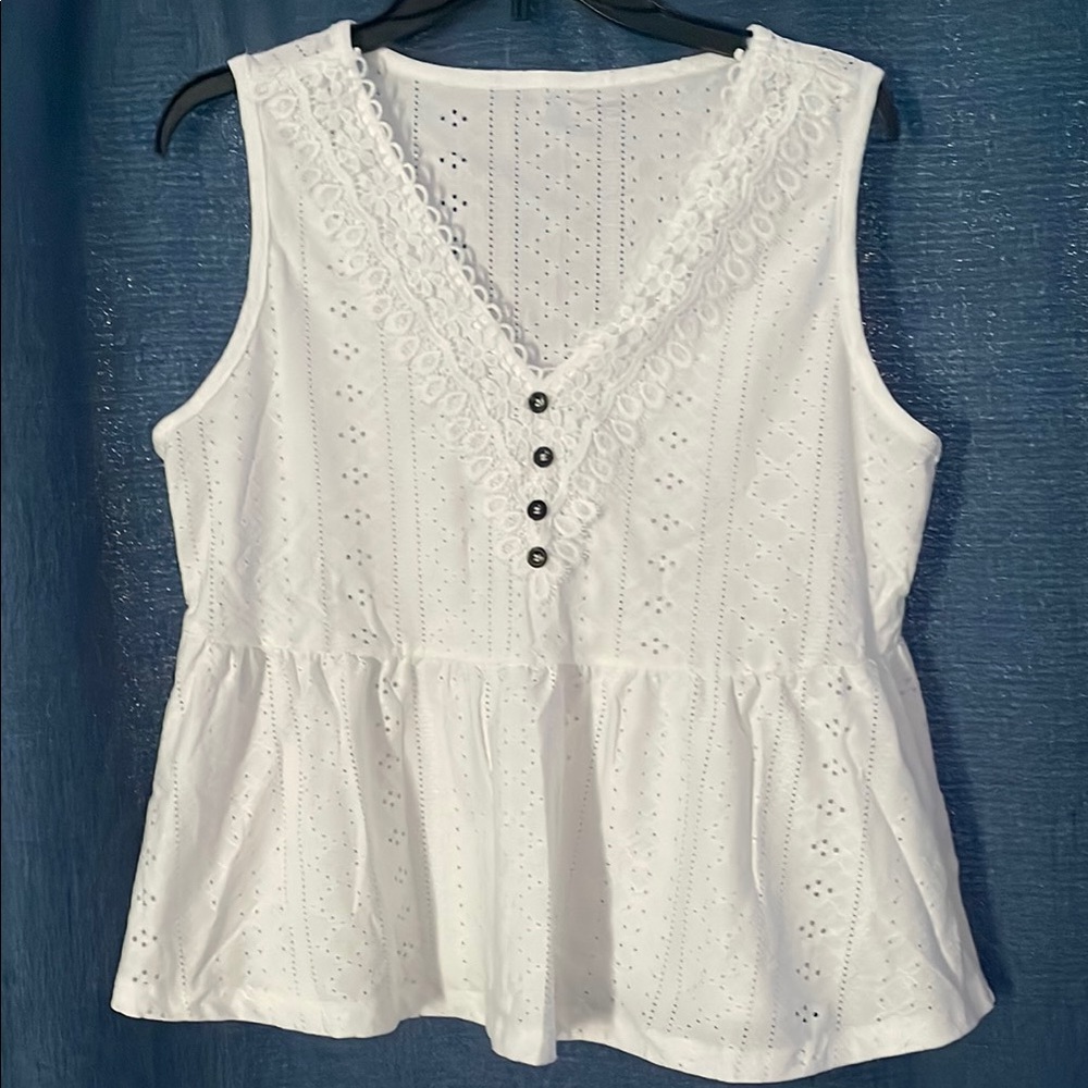 White Sleeveless Peplum Blouse